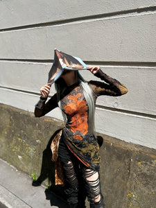 JEAN PAUL GAULTIER - Mesh Long Dress Printed "Médaillon" - AW25 - BLACK/KHAKI/ORANGE